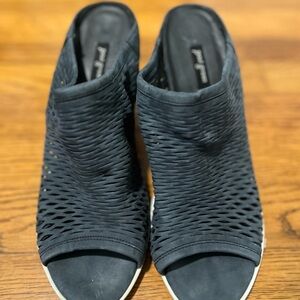 Paul Green Navy Blue cut out Leather Suede Heels